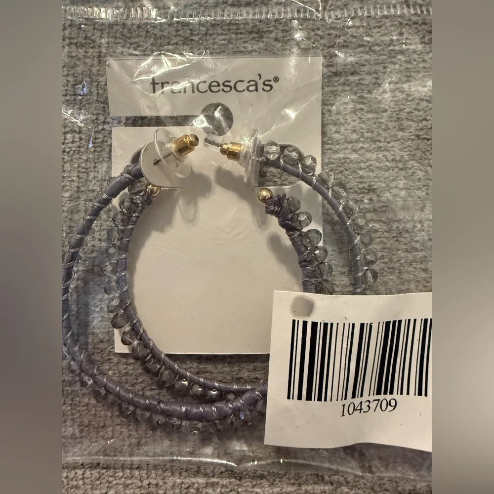 Gray Braided Hoop Earrings